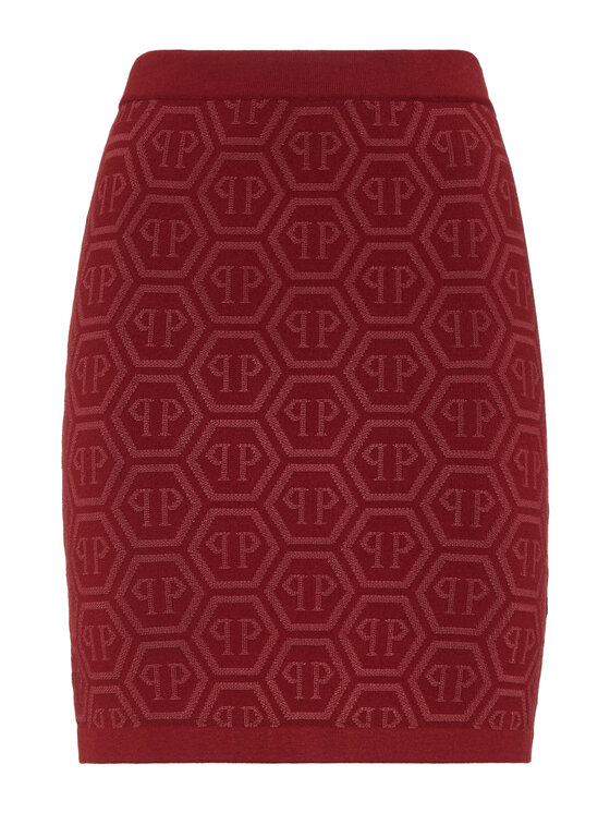 PHILIPP PLEIN PHILIPP PLEIN Spódnica mini 26377 Bordowy Fitted Fit