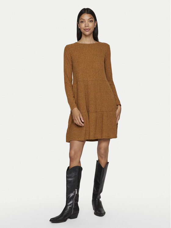 Vila Vila Džemper haljina Elita 14103271 Smeđa Regular Fit