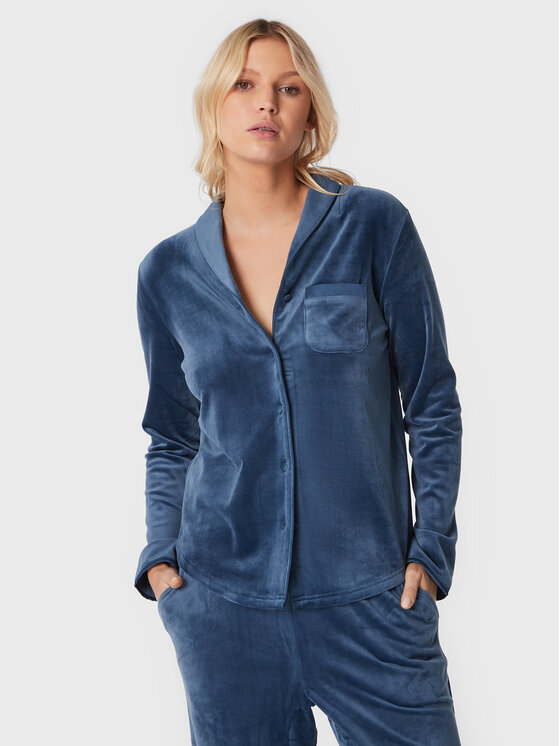 Triumph Triumph Koszulka piżamowa Mix & Match Velour 10213389 Granatowy Boyfriend Fit