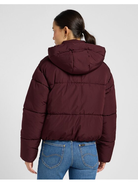 Lee Lee Kurtka przejściowa HOODED PUFFER JACKET Brązowy Relaxed Fit