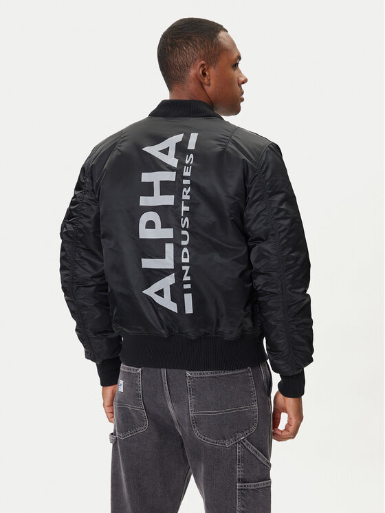 Alpha Industries Alpha Industries Μπόμπερ μπουφάν MA-1 Zip Hood Back Print 128113 Μαύρο Regular Fit