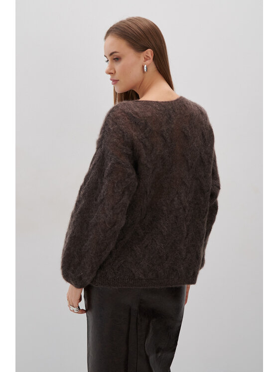 Fobya Fobya Sweter F1995 Brązowy Basic Fit