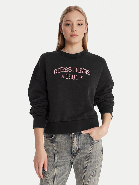 Guess Jeans Guess Jeans Mikina W6RQ04 KCPR1 Čierna Regular Fit