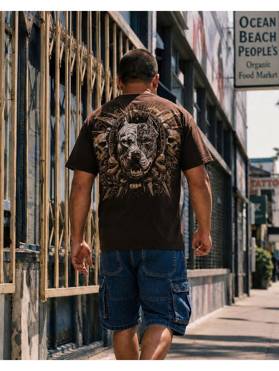PITBULL PITBULL T-Shirt PITBULL WORLD Brązowy Regular Fit