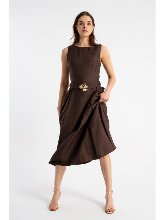 CLICK CLICK Φόρεμα καθημερινό 70-845 Καφέ Comfortable Fit