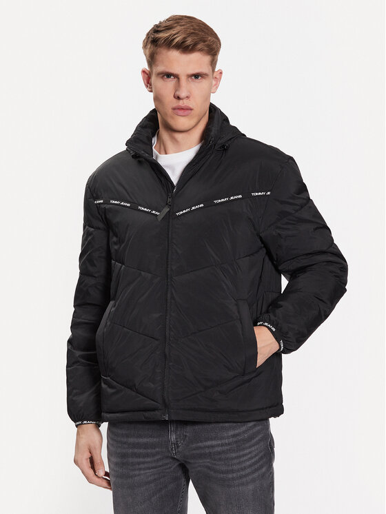 Męska Kurtka przejściowa Tommy Jeans, Rozmiar M, Czarna, Tape Detail DM0DM16578