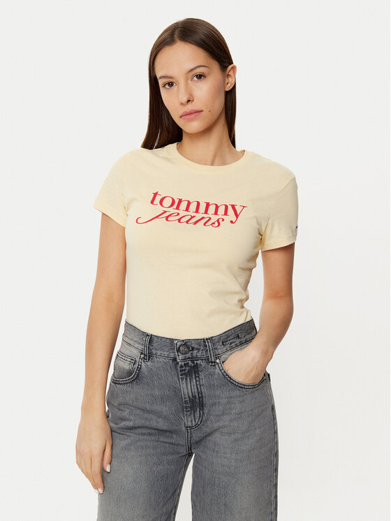 Tommy Jeans Tommy Jeans T-Shirt DW0DW19447 Žlutá Slim Fit