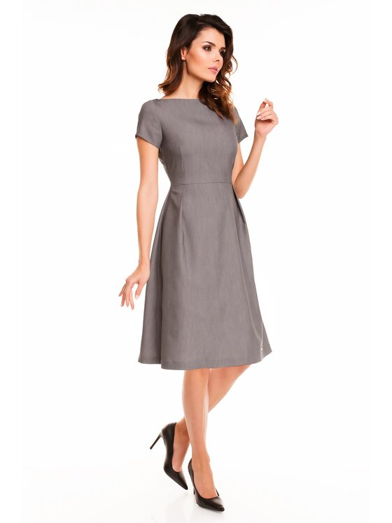 Awama Awama Sukienka letnia A130 Szary Basic Fit