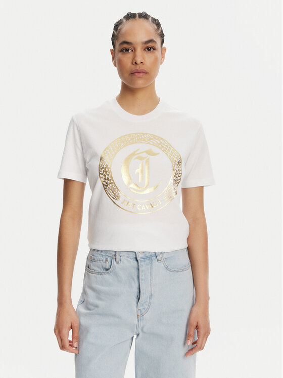 Just Cavalli Just Cavalli T-Shirt 78PAHT01 Bílá Regular Fit