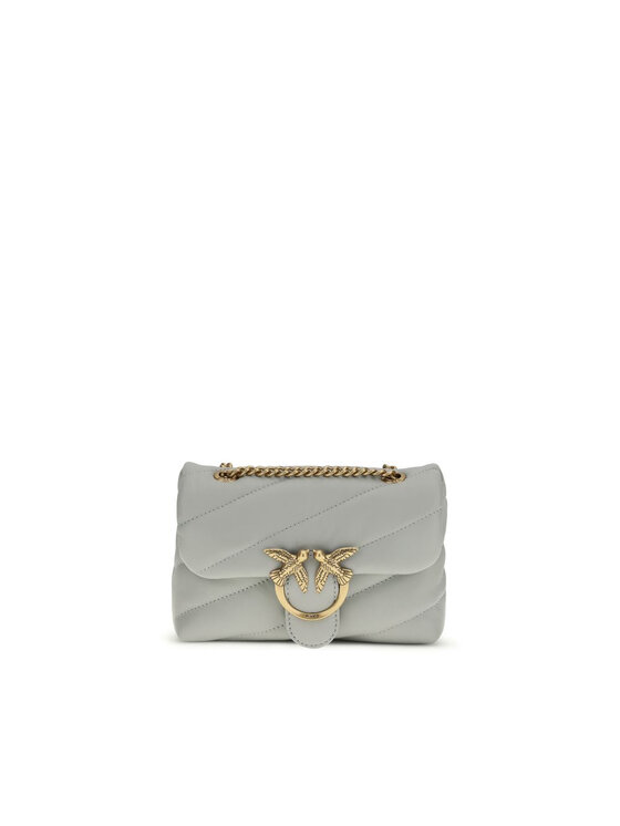 PINKO PINKO Borsetta Gray Calf Leather Bos Taurus Shoulder Grigio