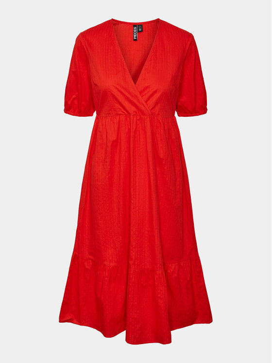 Pieces Vestito estivo Manon 17147660 Rosso Regular Fit, taglia : XS
