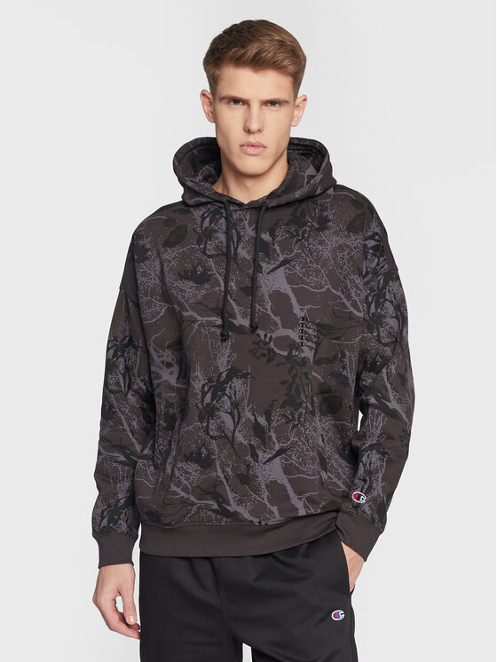Champion Felpa All Over Nature Print 217914 Nero Baggy Fit Modivo