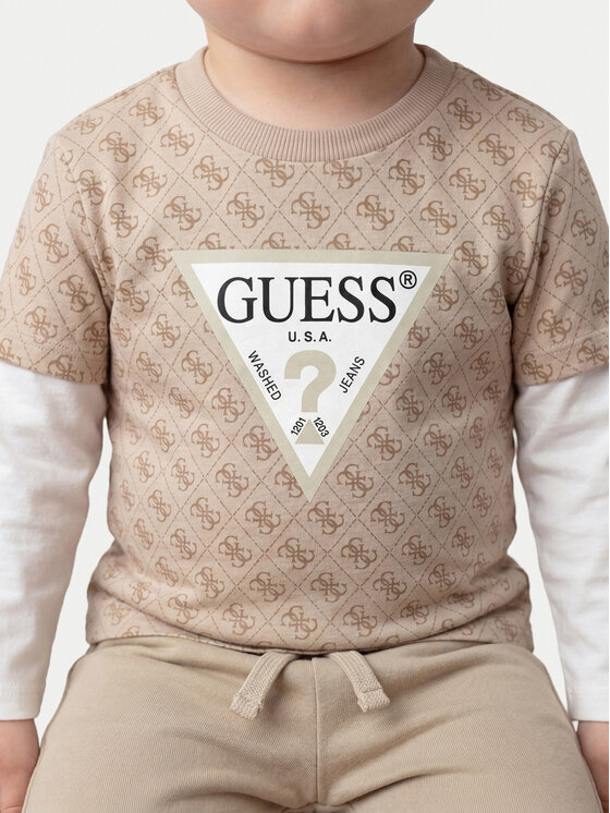 Guess Guess Komplet bluzka i spodnie I6YG01 K3964 Beżowy Regular Fit