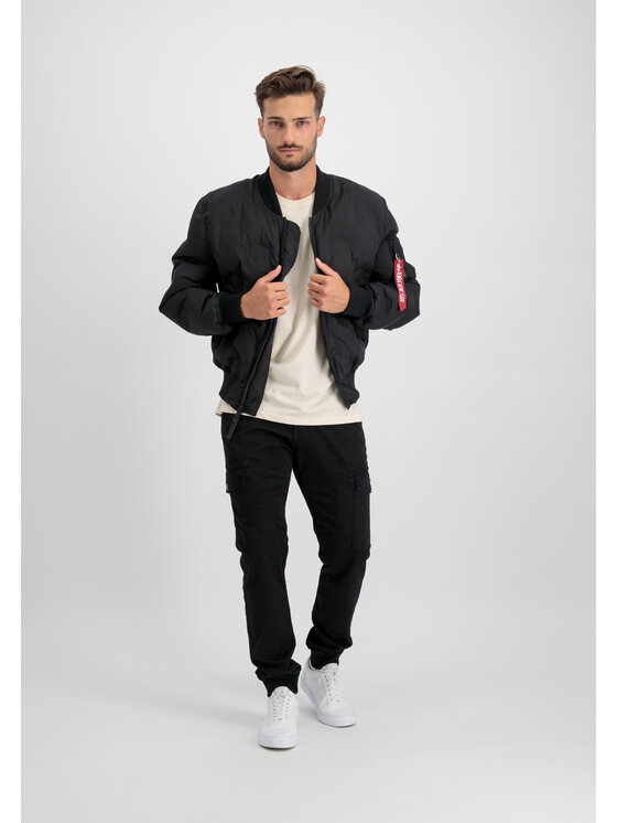 Alpha Industries Alpha Industries Kurtka zimowa MA-1 Embroidery Logo Puffer Bomber Jacket Czarny Relaxed Fit