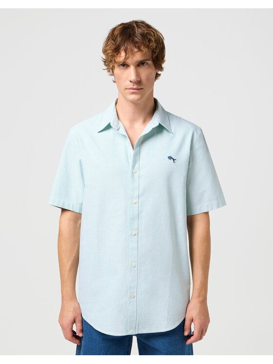 Koszula, rozmiar L, Zielone, SS SHIRT STRIPE OXFORD