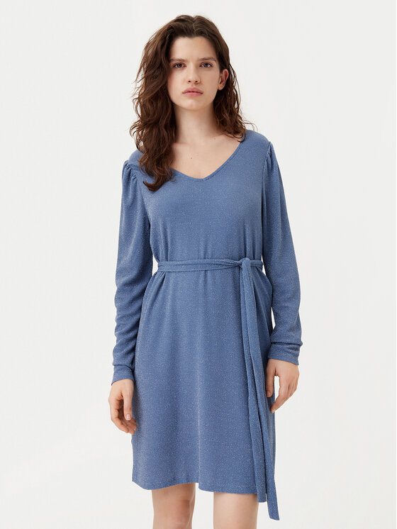 Vila Vila Rochie tricotată Eleina 14100741 Albastru celest Regular Fit