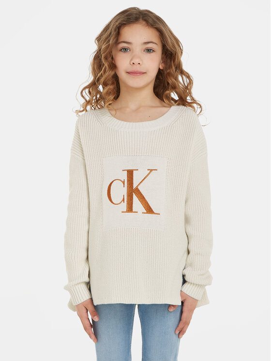 Calvin Klein Jeans Pulover Monogram IG0IG02259 Écru Regular Fit