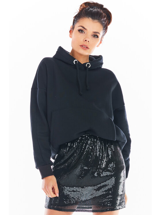 Awama Awama Večerní šaty A403 Černá Basic Fit