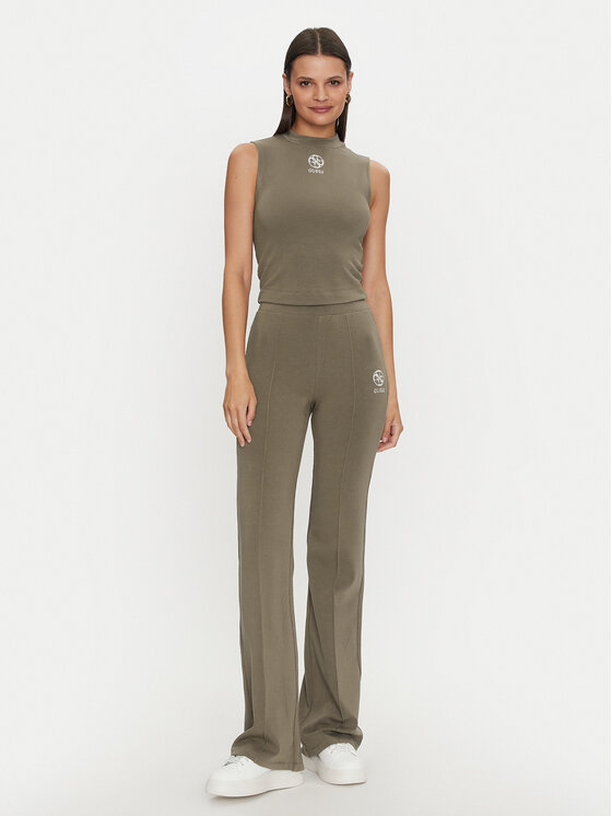 Guess Guess Hlače Elea V4YB01 KCDN0 Kaki Slim Fit