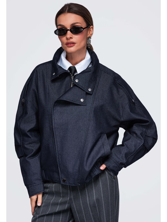Ombre Ombre Kurtka przejściowa OW-JALP-0137 Granatowy Oversize
