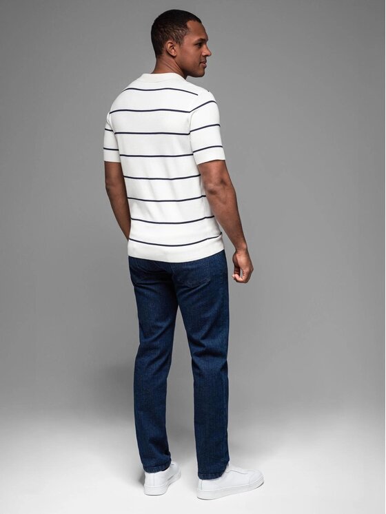 Ombre Ombre Polo OM-POSS-0145 Biały Regular Fit