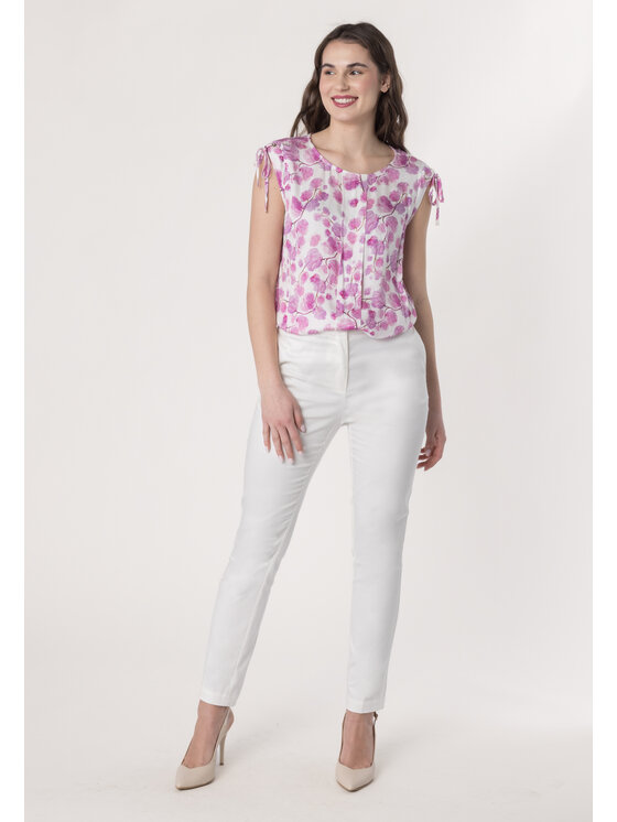 QUIOSQUE QUIOSQUE Dámske nohavice 3SH002 Biela Regular Fit