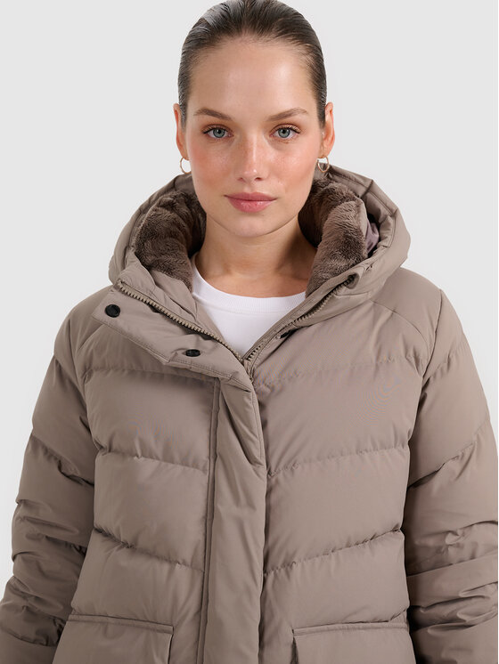 4F 4F Płaszcz zimowy MIDSHOP TEXTILE Beżowy Regular Fit