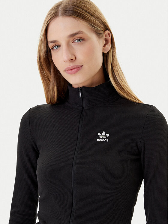 adidas adidas Mikina Essentials Ribbed JD5905 Čierna Slim Fit