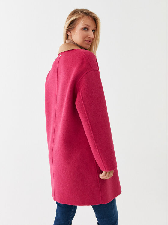 Liu Jo Liu Jo Gyapjú kabát MF3241 T3505 Rózsaszín Relaxed Fit