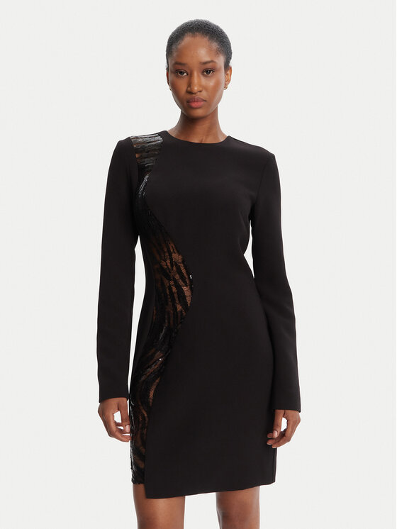 Just Cavalli Just Cavalli Коктейлна рокля 79PAO918 Черен Regular Fit