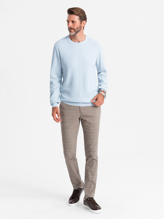Ombre Ombre Sweter OM-SWSW-0142 Niebieski Regular Fit