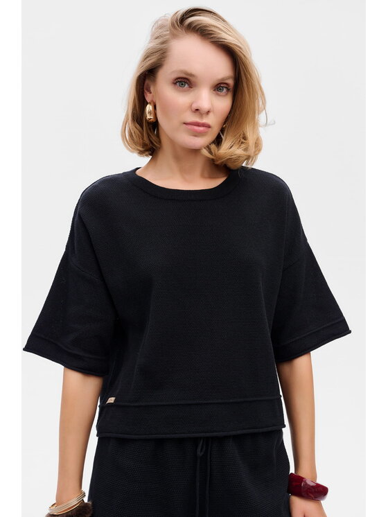 blue shadow blue shadow Bluzka Klaymi Czarny Regular Fit