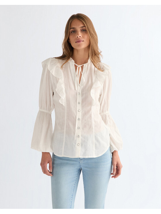 Wrangler Wrangler Koszula ROMANCE BLOUSE Biały Slim Fit