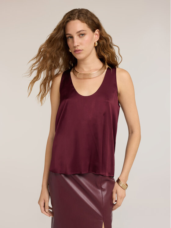 Motivi Motivi Top D012Q100623N036 Bordowy Regular Fit