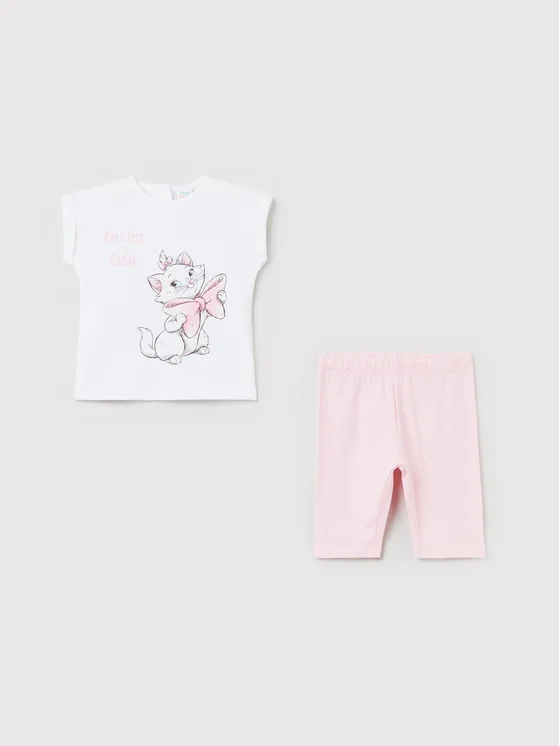 OVS Set aus T-Shirt und Sportshorts DISNEY 1476902 Weiß Regular Fit