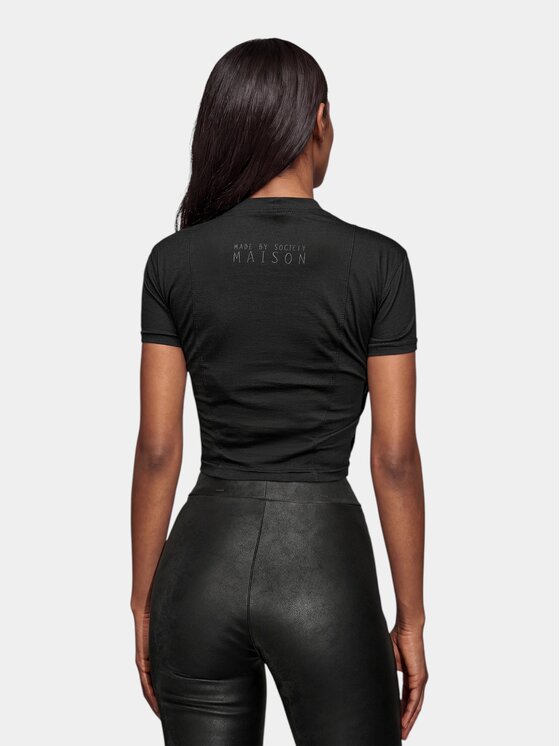MADE BY SOCIETY MADE BY SOCIETY T-Shirt Crop - T27858 Czarny Basic Fit
