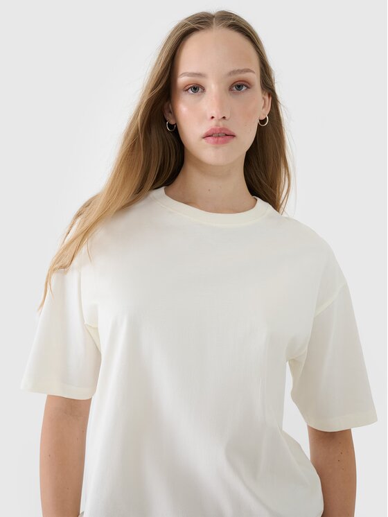 4F 4F T-Shirt 4FRSS25TTSHF2694-11S Biały Oversize