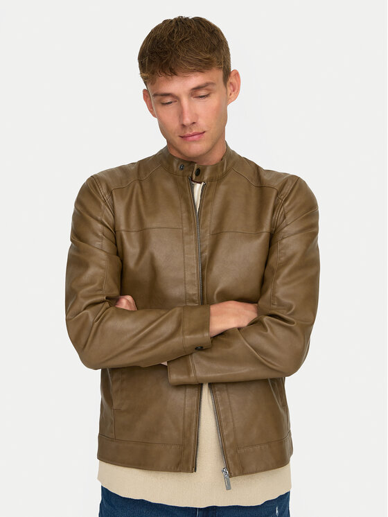 Only & Sons Only & Sons Jakna iz umetnega usnja Mike 22012339 Rjava Regular Fit