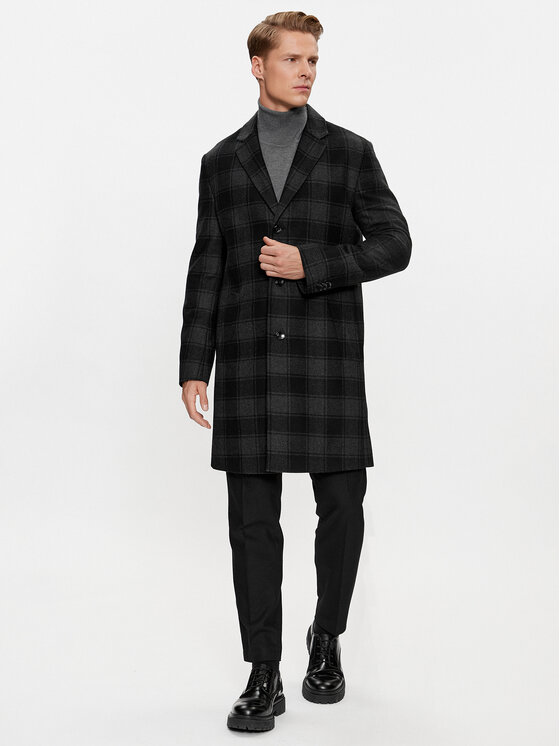 BOSS Boss Płaszcz wełniany H-Hyde-C-224 50502270 Czarny Regular Fit