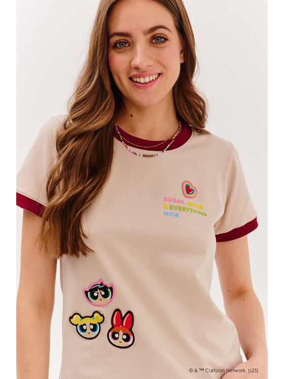 NAOKO NAOKO Tričko Girl Power Béžová Regular Fit