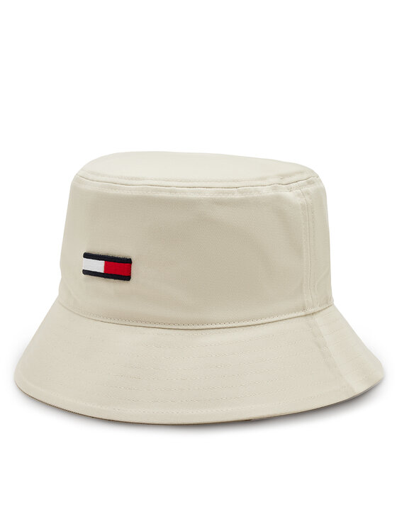 Pălărie Tommy Jeans Tjw Elongated Flag Bucket Hat AW0AW16381 Écru