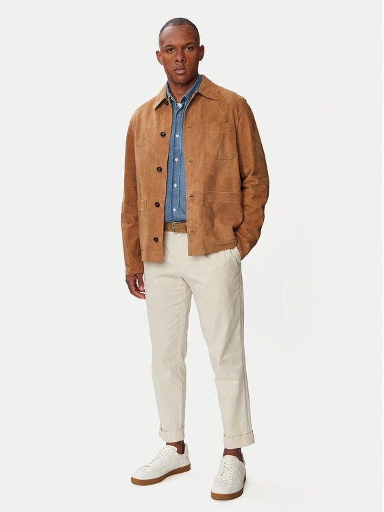 Tommy Hilfiger Tommy Hilfiger Nahkjope MW0MW44296 Helepruun Regular Fit