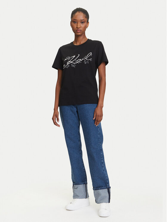 KARL LAGERFELD KARL LAGERFELD Tričko A3W17018 Čierna Regular Fit