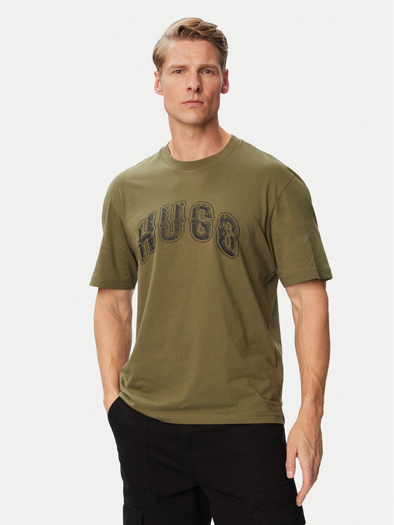 HUGO Tricou Nerpient 50566041 Kaki Regular Fit