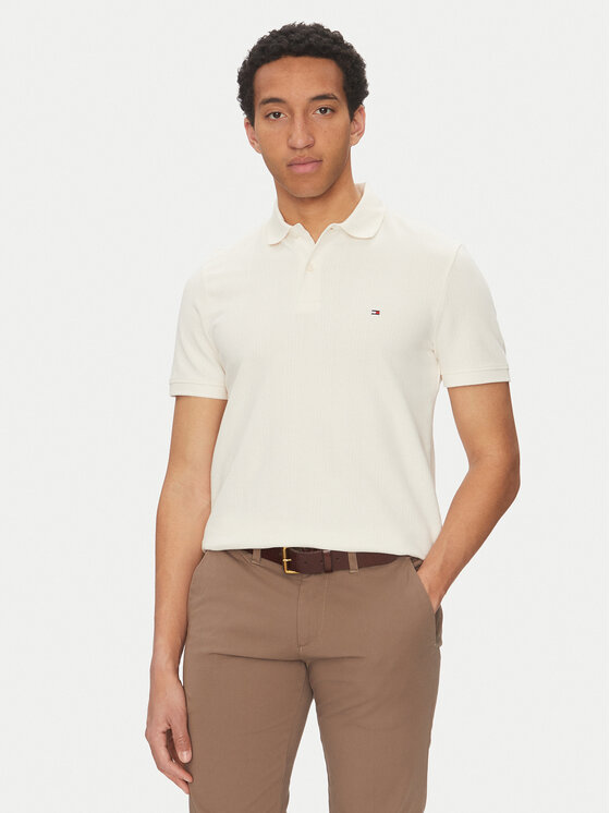 Męskie Polo Tommy Hilfiger, Rozmiar M, Żółte, Vertical MW0MW38951