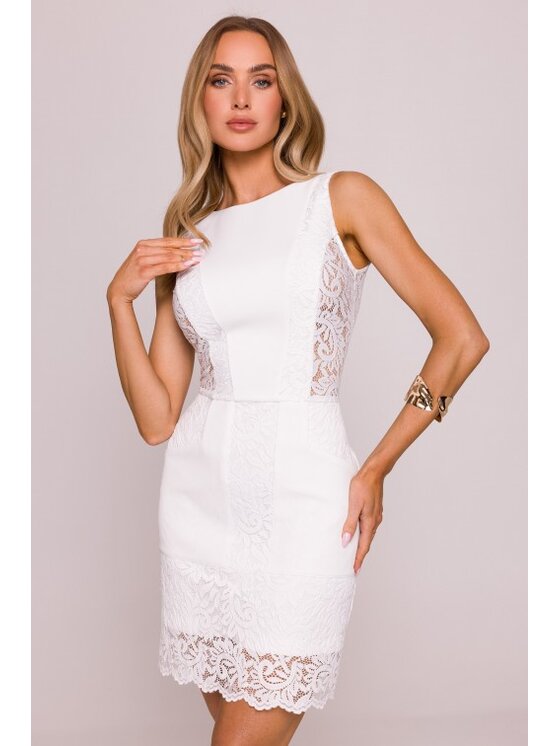 Made of Emotion Made of Emotion Sukienka wieczorowa M864 Biały Slim Fit