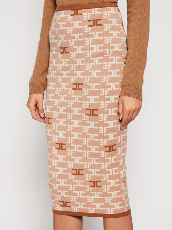Elisabetta Franchi Gonna a matita GK-22B-06E2-V189 Beige Slim Fit •  Modivo.it