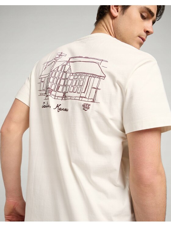 Lee Lee T-Shirt Relaxed Graphic Tee Biały Relaxed Fit