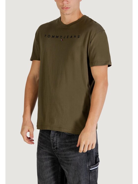 Tommy Jeans Tommy Jeans T-shirt TJM REG LINEAR LOGO Verde Casual Fit