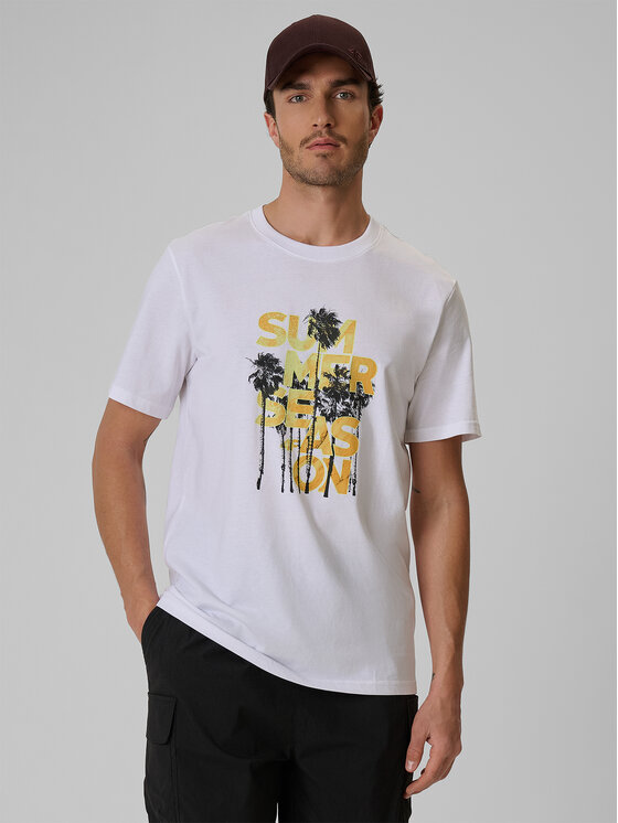 4F 4F T-Shirt BEACHWEAR Biały Regular Fit